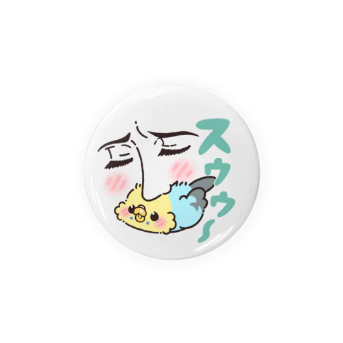 愛鳥吸引缶バッジ・セキセイインコ・レインボー（56mm） Tin Badge