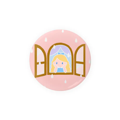 雨をながめる女の子（ピンク） Tin Badge