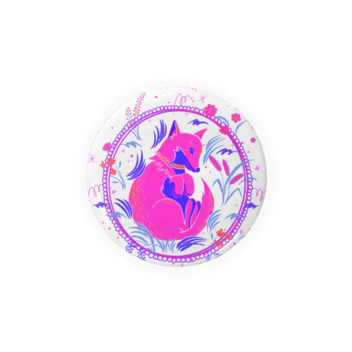 キツネ犬のお昼寝(pink) Tin Badge