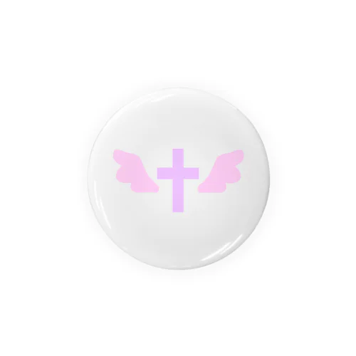 ピンクの十字架と羽 Tin Badge