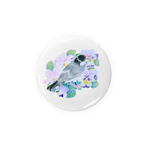 桜文鳥とパンジー Tin Badge