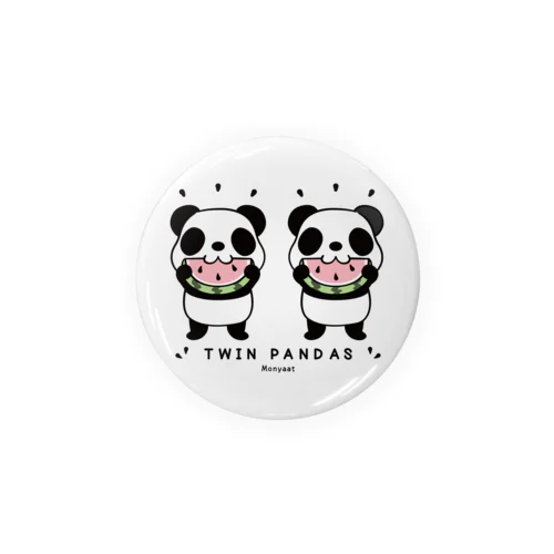 CT168 TWIN PANDAS 一緒のスイカ*st  Tin Badge