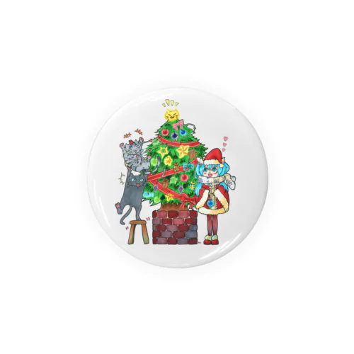 クリスマス🎄私mikuとうちの子２にゃんのX'mas🎄ツリーVer. Tin Badge