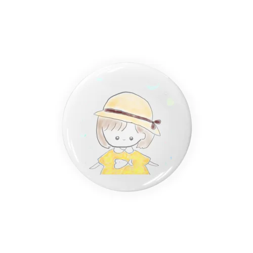 夏の麦わら帽子ののちゃん👒オレンジの服bar Tin Badge