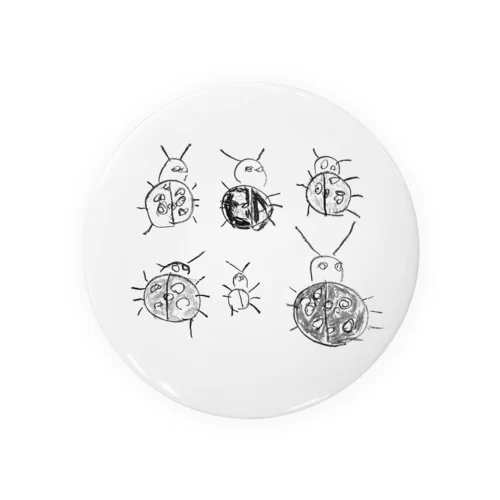 こどもが描いたモノクロのてんとう虫の Tin Badge