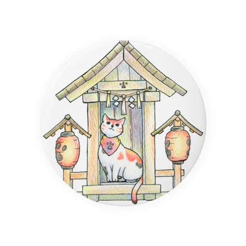 社と守り猫 Tin Badge