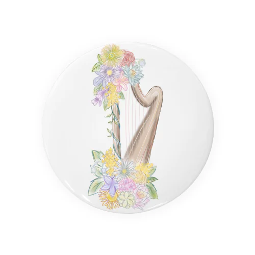 お花いっぱいハープ Tin Badge