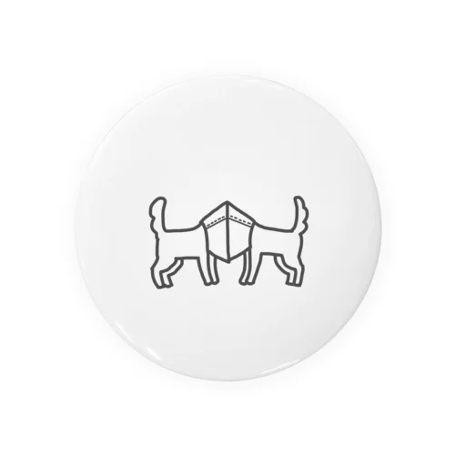 エリザベスカラーをつけた2匹の向かい合う犬(白い犬) Tin Badge