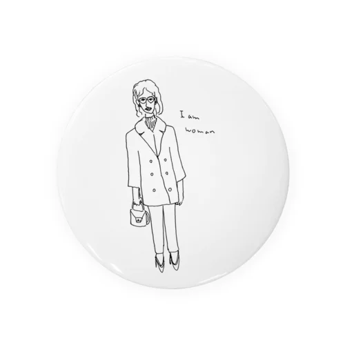 I am woman レトロガール Tin Badge