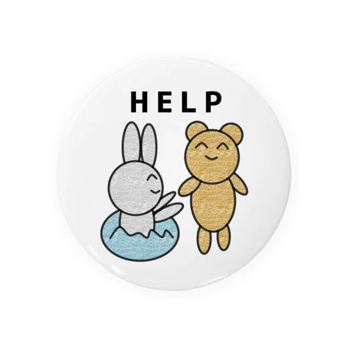 うさぎとくま(HELPカラー) Tin Badge