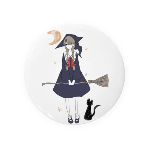 魔女っ子と黒猫ちゃん Tin Badge