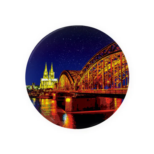 ドイツ 夜のホーエンツォレルン橋とケルン大聖堂 缶バッジ