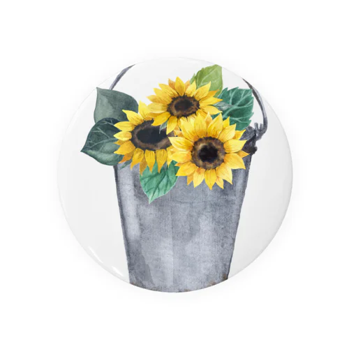 Watering bucket and sunflowers  じょうろ と ひまわり Tin Badge