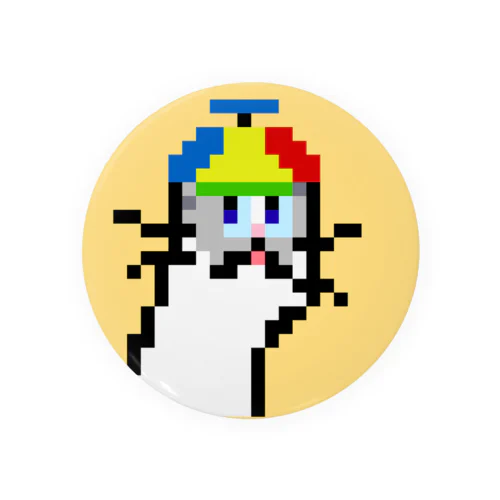 プロペラ帽をかぶったもちまる猫バッジ Tin Badge