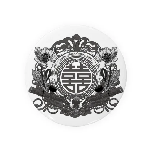 【白黒】幻想阿片中華紋 Tin Badge