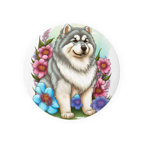 花アラスカの子犬。 愛犬家のためのキュートなデザイン。 Tin Badge