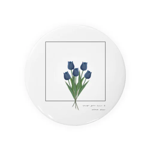 blue tulip bouquet , logo flame 缶バッジ