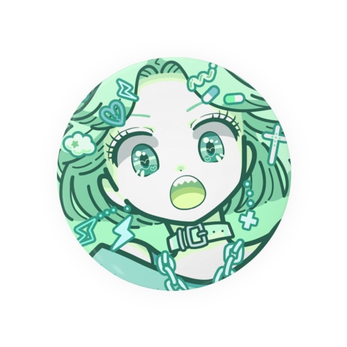 ミントポップな女の子 Tin Badge