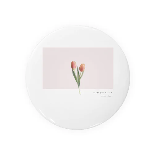 two peach tulip . Tin Badge