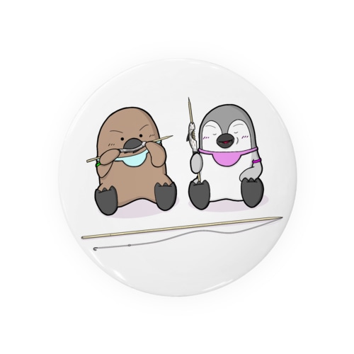 ペンギンの赤ちゃん達の食事 Tin Badge