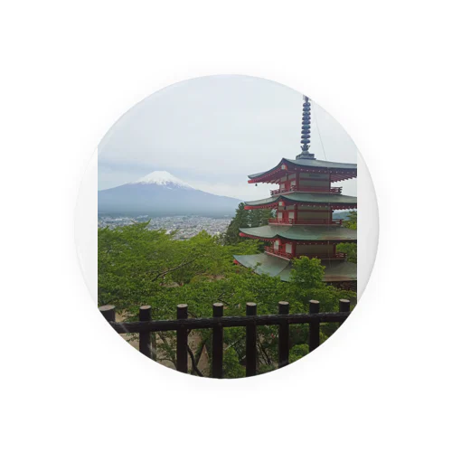 富士山と五重塔 Tin Badge