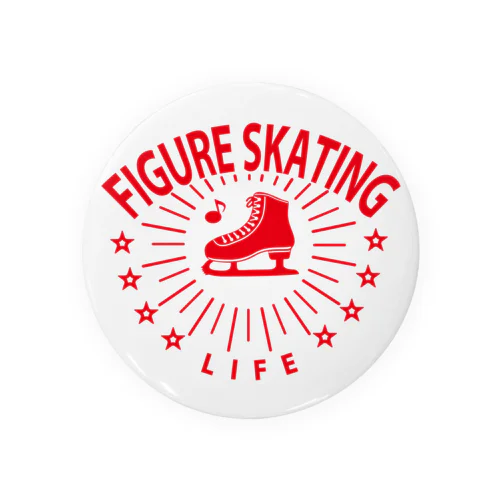 フィギュアスケート・赤・星・figure skating・グッズ・デザイン・フィギアスケート・#Tシャツ・ステップ・スピン・ジャンプ・スケート靴イラスト・技・男子・女子・かっこいい・かわいい・アイスダンス 缶バッジ