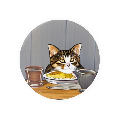 朝食を食べる猫 Tin Badge