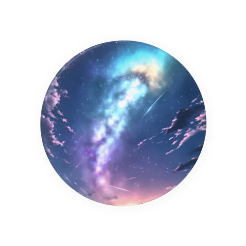 AIアート　彗星雲の夜空 Tin Badge