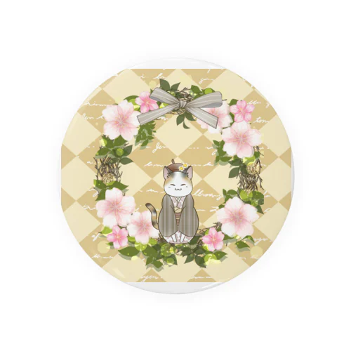 三毛猫もも　はんなり桜 Tin Badge