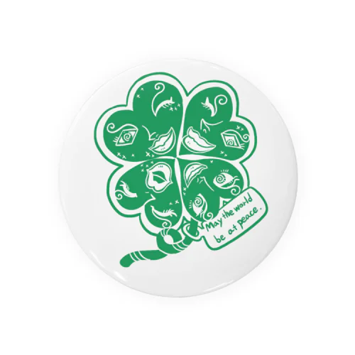 Four-leaf clover for happiness　グリーン Tin Badge