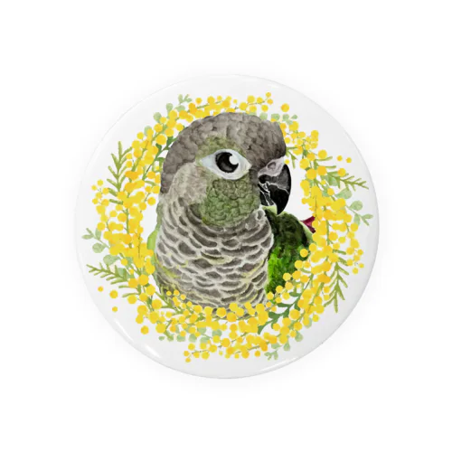 038 ウロコインコノーマル ミモザのリース Tin Badge