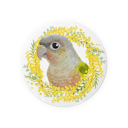 039 ウロコインコパイナップル ミモザのリース Tin Badge