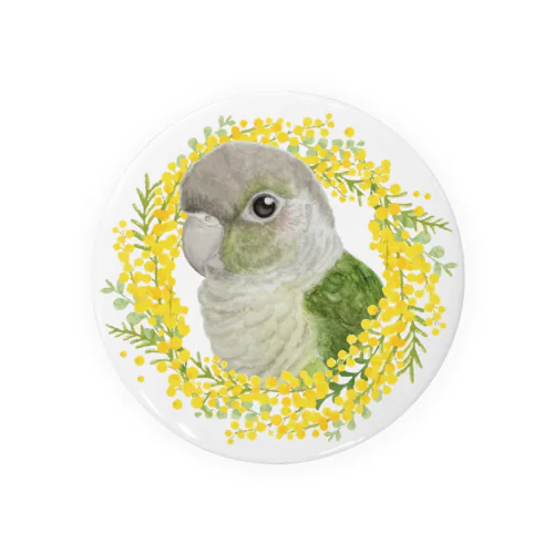 040 ウロコインコシナモン ミモザのリース Tin Badge