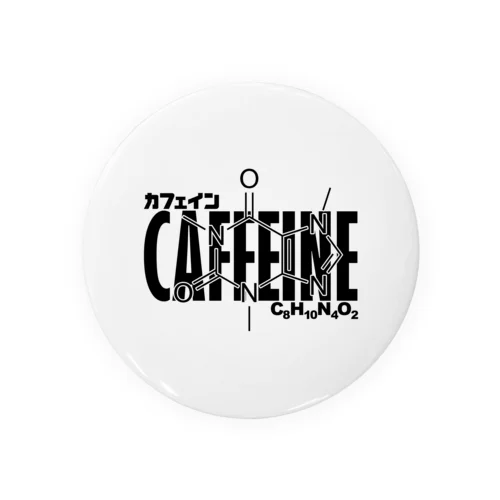 化学Tシャツ：カフェイン：コーヒー：紅茶：化学構造・分子式：科学：学問：理系 Tin Badge