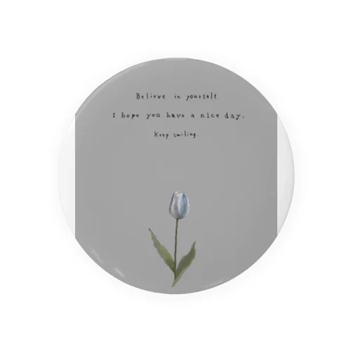 TULIP, white gray blue . Tin Badge