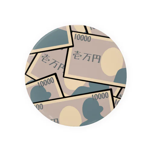 一面に敷き詰めた一万円札イラスト Tin Badge