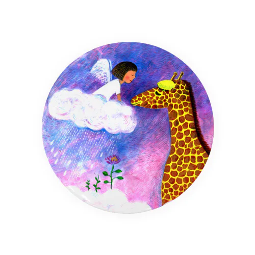 Angel and giraffe Tin Badge