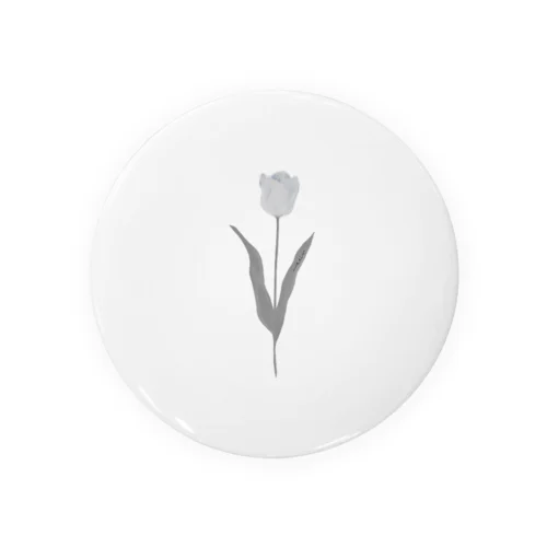 Tulip , shabby chic gray Blue . Tin Badge