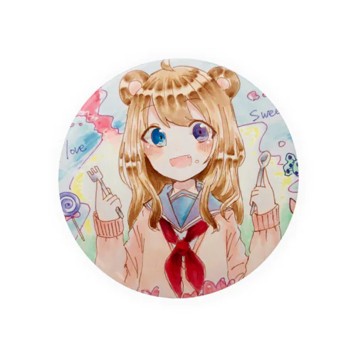 スイーツ好き女の子 Tin Badge