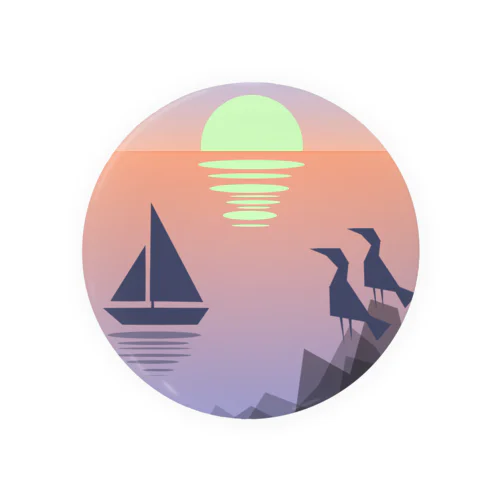 船と夕陽と海鳥と。 Tin Badge