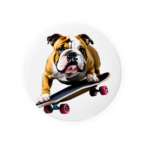 English bulldog riding a skateboard Tin Badge