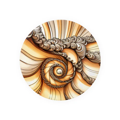 フラットウコギ貝（平らな巻貝の貝殻） Tin Badge