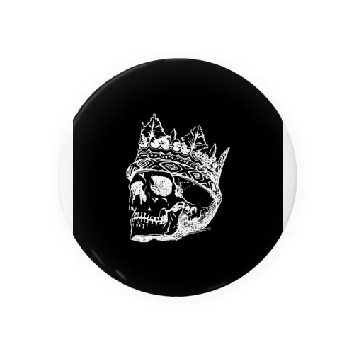 Black White Illustrated Skull King  Tin Badge