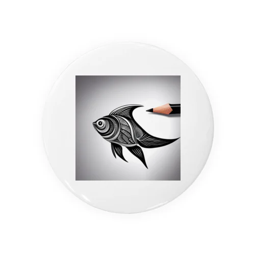 えんぴつ絵の金魚のグッツ Tin Badge