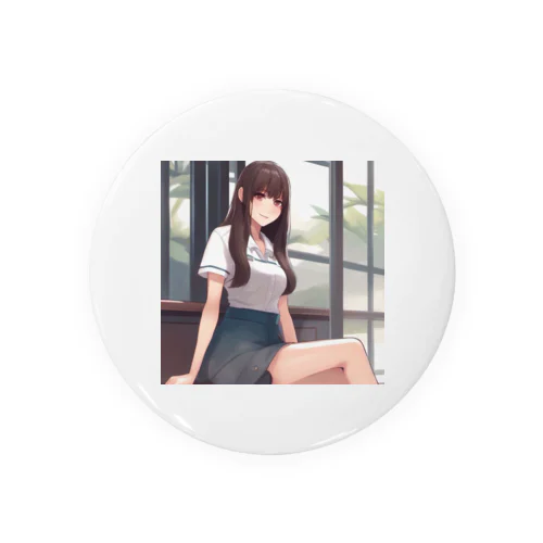 ロングヘアのかわいい女性のグッズ Tin Badge