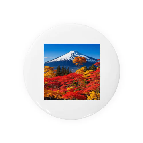 秋晴れの空/富士山/色鮮やかな紅葉 Tin Badge