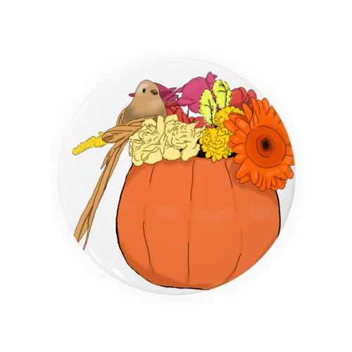 秋のかぼちゃの飾り Tin Badge
