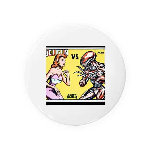 エイリアン　ｖｓ　金髪美女 Tin Badge