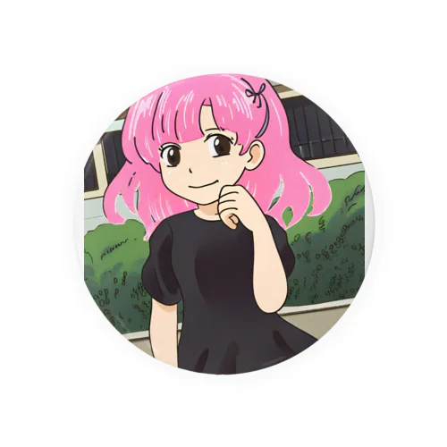 ピンク髪の少女③ Tin Badge