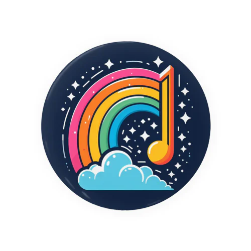 夜空に輝く虹と音符 Tin Badge